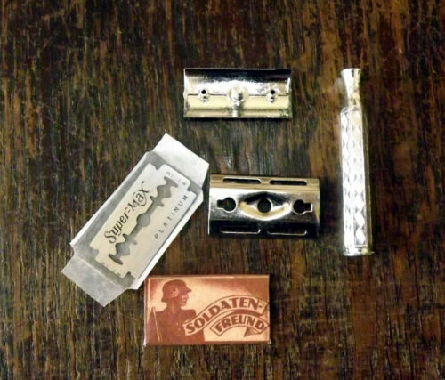 1939-1945 GERMAN SAFETY RAZOR & SHAVING BRUSH - WEHRMACHT WW2 repro (d1 ...