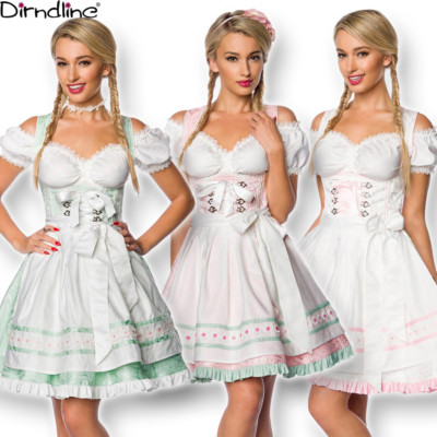 Dirndl Kleid Damen In Dunkelgrün - Traditionelle Tracht Für Oktoberfest & Mehr