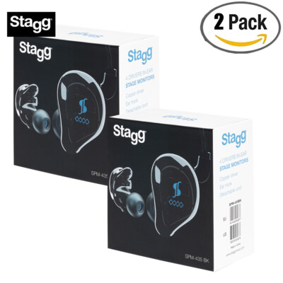2-PACK Stagg SPM-435 BK 4-Driver Sound Isolating In Ear Monitors - Black 