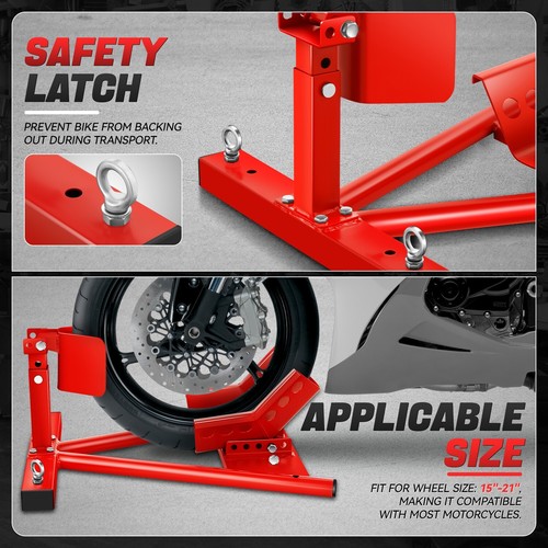 4000 lbs Capacity Adjustable 15"-21" Front Tire Stand Motorcycle Wheel Chock - Picture 3 of 5