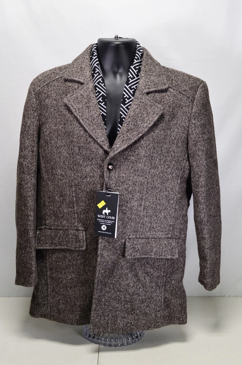 NWT West Louis Special Collection Brown Gray Speckled Tweed Wool Coat Medium