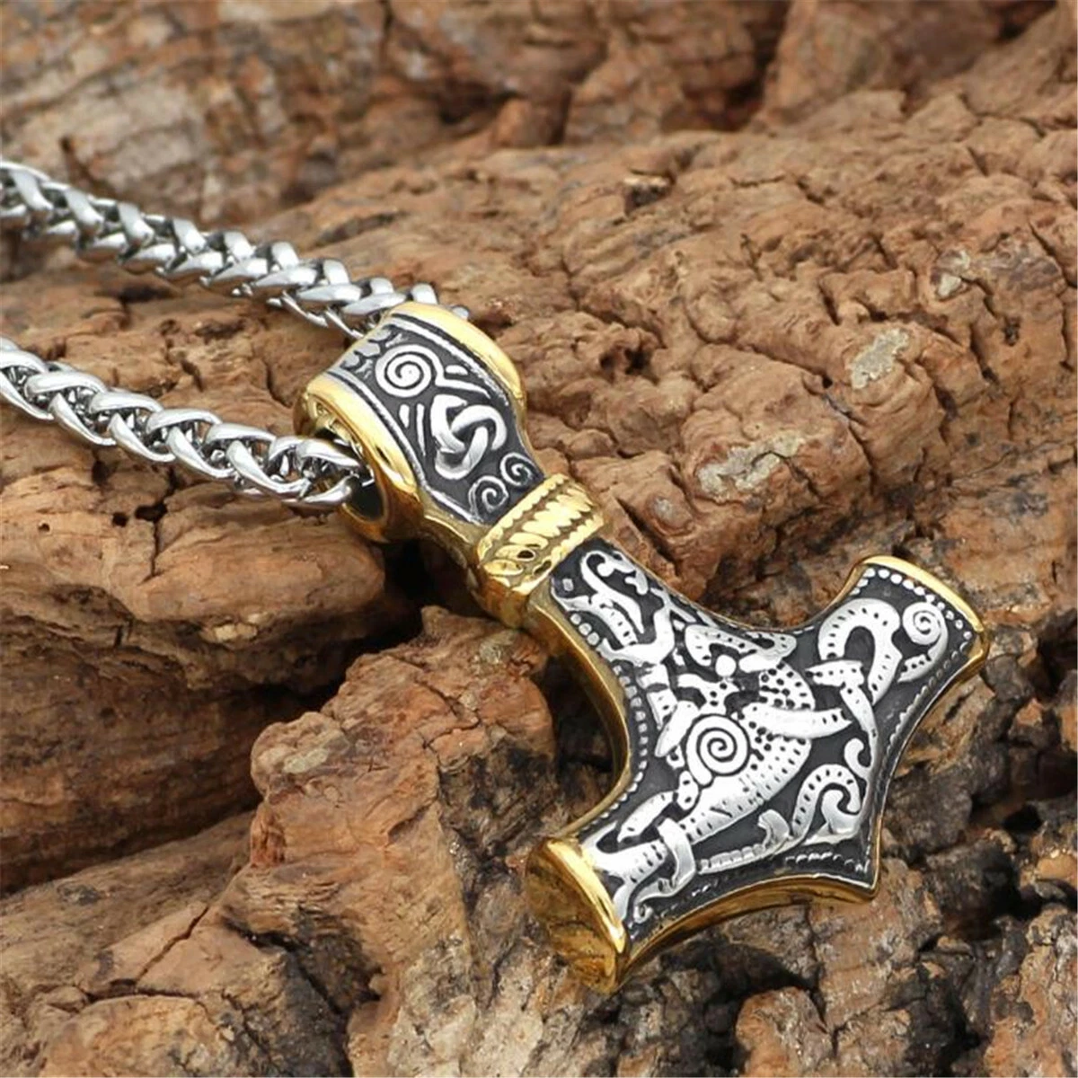 Stainless Steel Mjolnir and Othala Pendant - Norse Spirit