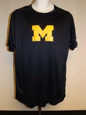 New Michigan Wolverines Mens Sizes L-3XL Performance Polyester Blue Shirt