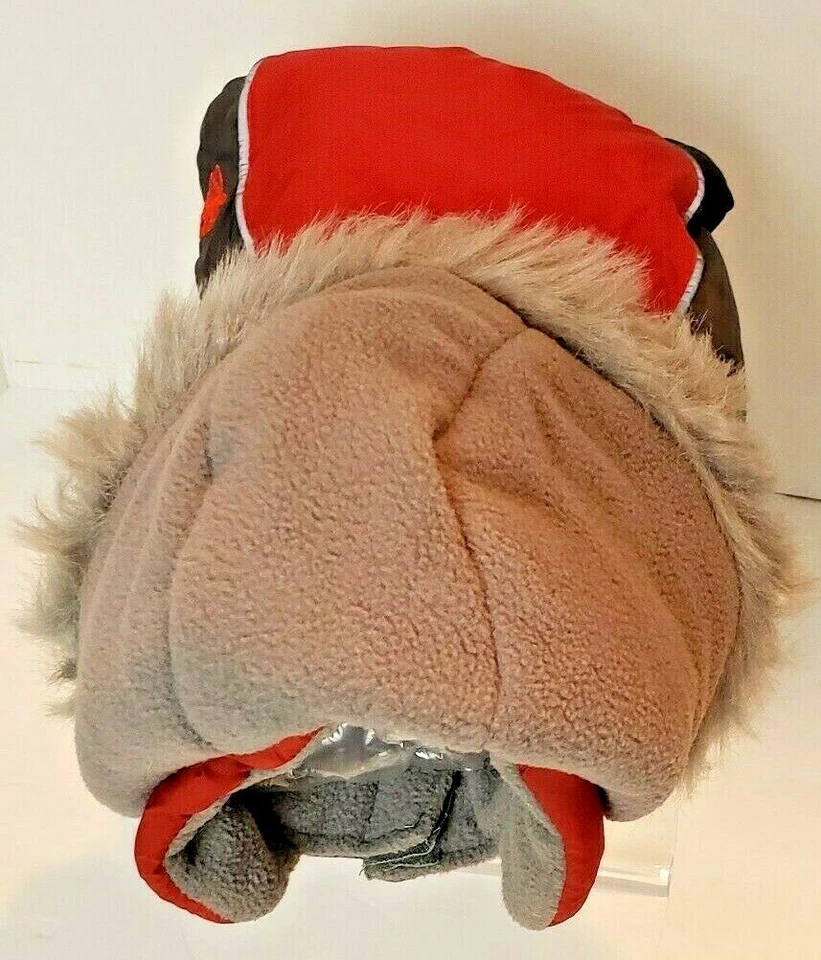 Abrigo acolchado reflectante rojo/gris cadera perrito pequeño capucha de invierno para perro Foto 2 de 4