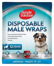 Simple Solution Disposable Male Wrap Dog Nappy Toy(X-S), Small, Med, Large, x 12