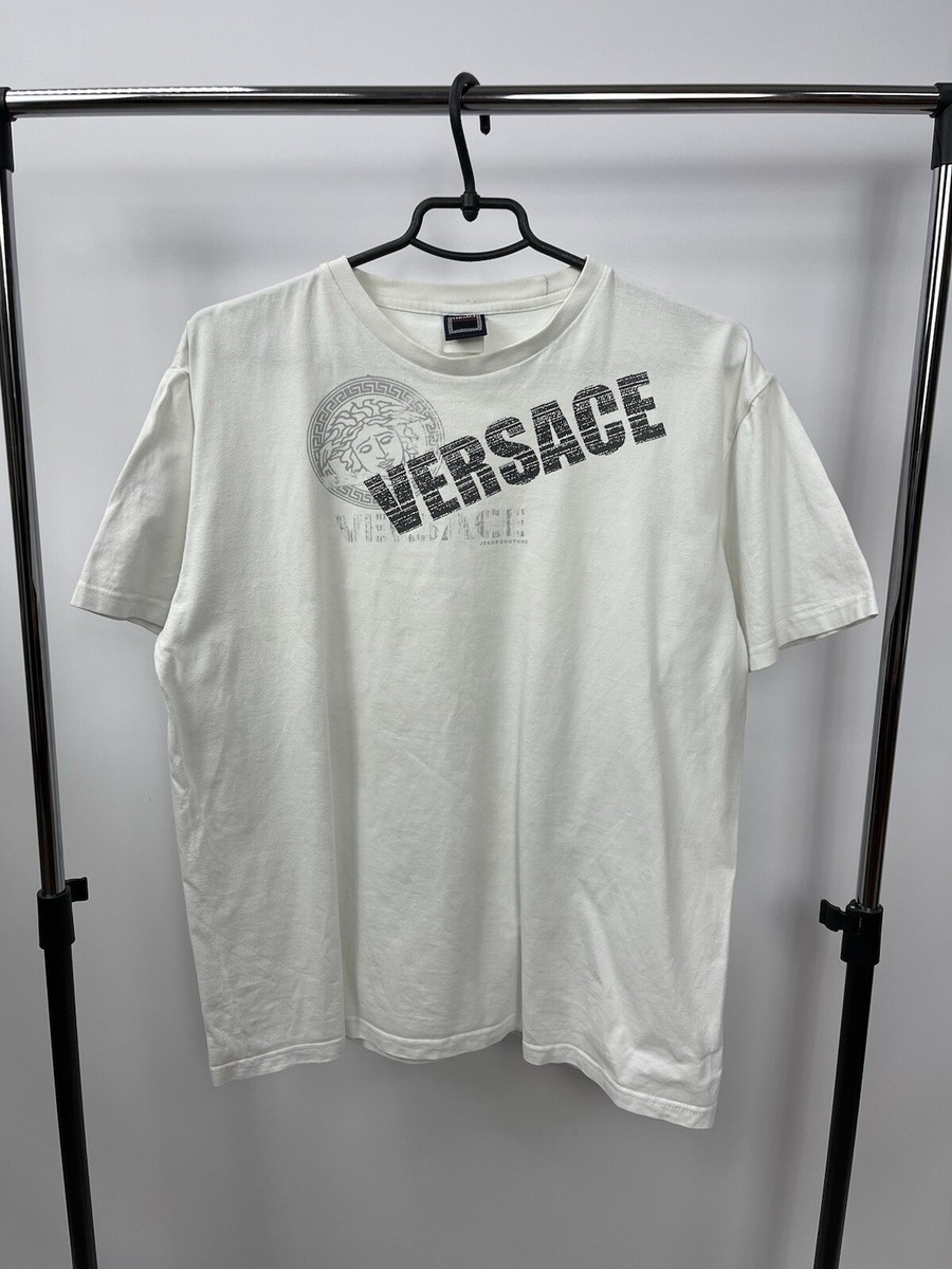 90s VERSACE JEANS COUTURE tシャツ Lサイズ Vintage 90s Versace Jeans Couture Embroidered Logo Single