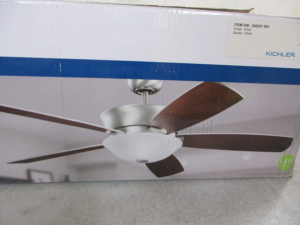 Kichler Skye 54 in. Indoor White Downrod Mount Ceiling Fan with Integrated LED - Image 2 of 4