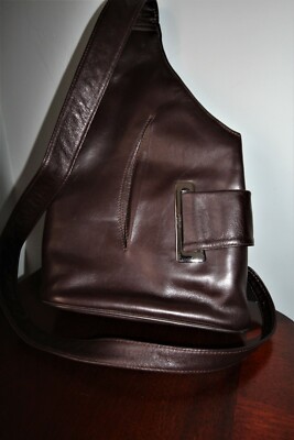 S Babila Milano Shoulder or Crossbody Chocolate Italian Leather Handbag Medium S
