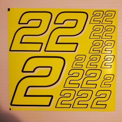 #2's Flourescent Yellow w/Wh.-Black Racing Numbers Vinyl Decal Sheet 1/10-1/12 
