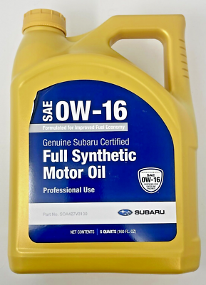 #ad Genuine Subaru Synthetic Motor Oil SAE 0W 16 5 Quart Container SOA427V3100 Oem $65.99