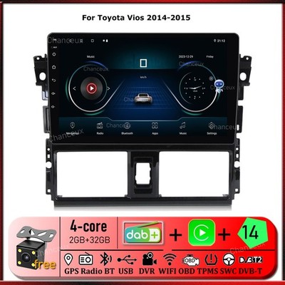 9''Android 14 Autoradio GPS SAT Navi DAB Carplay DVR BT For Toyota Vios 2014-2015