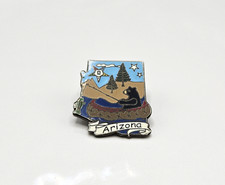 Arizona Souvenir Vintage Lapel Pin Bear In Canoe Design 1"