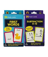 2 Pack Brighter Child Flash Cards First Words  Subtraction 0-12/54ct Each 4 /6 