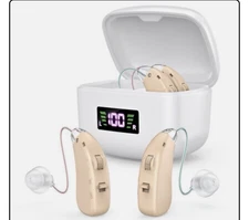 BTE Digital Rechargeable Hearing Aid For Severe Hearing Loss With Charging Case