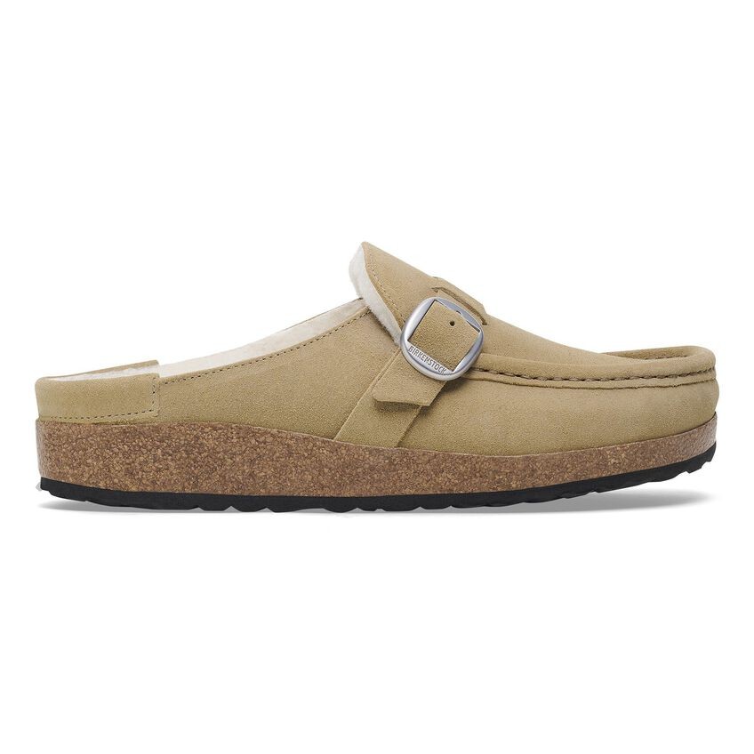 Birkenstock Unisex Buckley Shearling Suede Leather Clog Narrow Width - Taupe image 4