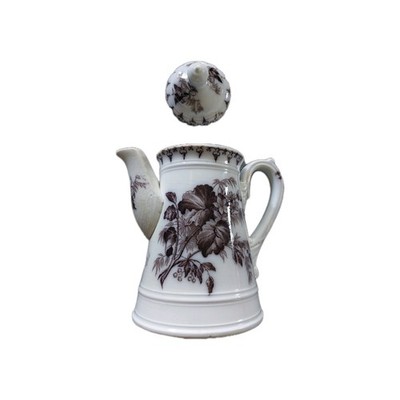 Antike Kaffeekanne Sarreguemines  Flore    Frankreich um 1880