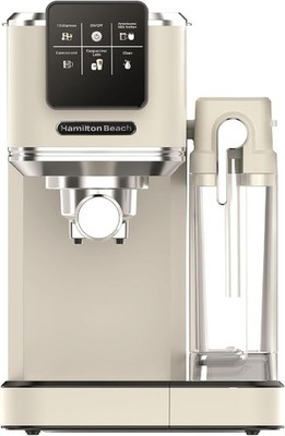 Hamilton Beach Espressomaschine, BaristaPro+ 8-in-1, Creme, Milchaufschäumer