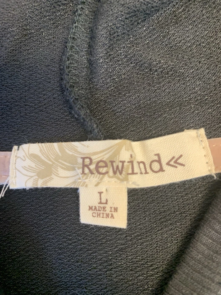 NUEVO Top Rewind Sudadera con Capucha Ligera para Mujer L Negro Pullover Encaje Crochet Cottage Foto 3 de 4