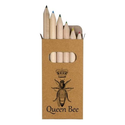 6 x 'Bienenkönigin' kurze 85 mm Bleistifte / Farbstift Set (PE00067360)