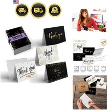 Thank You Cards with Envelopes 100 Pack, 4 x 6 inch, 4 Cover Designs, Blank I...