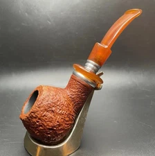 Mario Grandi Ball! Unsmoked 1/4 Bent Spigot Sandblasted Italian Estate Pipe