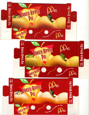 3 VINTAGE 1992 McDONALD'S RED BAKED APPLE PIE SLEEVES