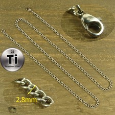 Pure Titanium 24 inch Curb chain 2.8mm Thick necklace anti-allergy XH899