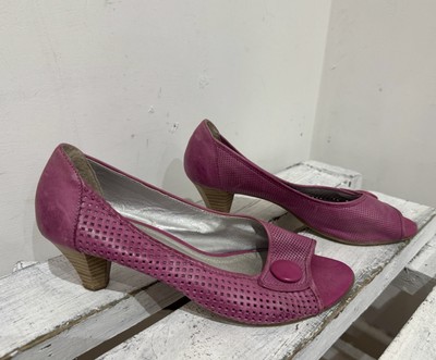 Marco Tozzi Slipper rosa weich perforiert gelocht Leder offene Zehenpartie 39 UK 6
