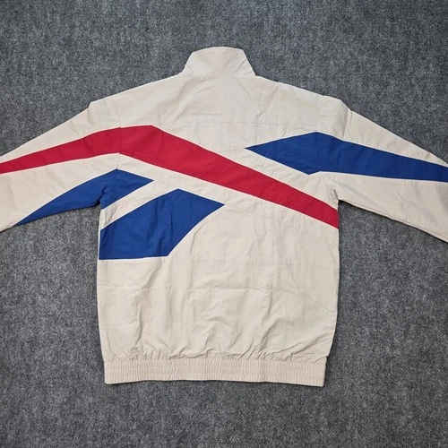 NWT Reebok Vector Tracktop Mens Medium 'Stucco' Beige Tan Track Jacket Knit Logo image 8