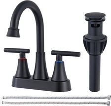 Black Bathroom Sink Faucets - 4Inch Centerset Faucets 2-Handle 360 Swivel Spout