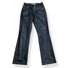 Old Navy Pants Women Size 1 (ACTUAL 26x29) Black Leather Moto Bootcut VTG