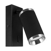 Wandleuchte Wandlampe Schalter H: 14 Cm Schwenkbar Schwarz Chrom GU10 Metall