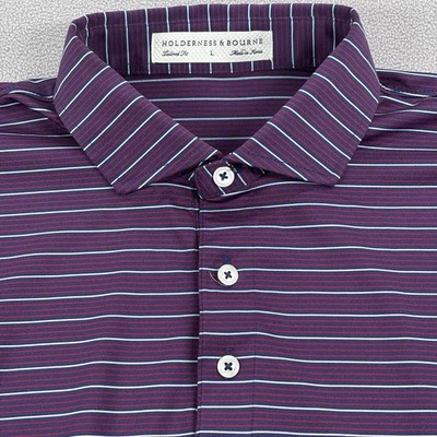 Holderness & Bourne Golf Polo Men s Large Tailored Fit Purple Excellent