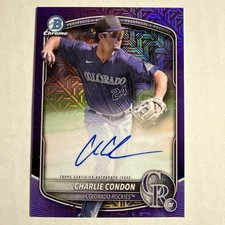2025 Bowman Chrome Mega Purple Refractor Charlie Condon ROOKIE Auto 197/199 K