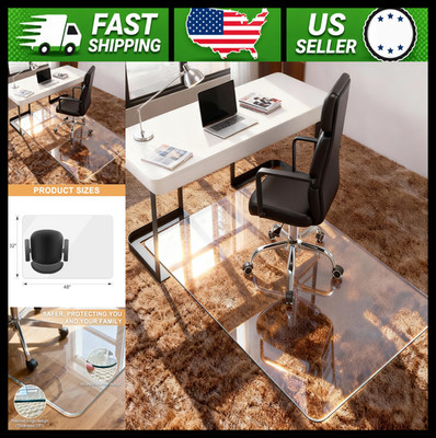 Azadx Tempered Glass Chair Mat for Carpet 32 x 48 Heavy Duty Office Floor Mat