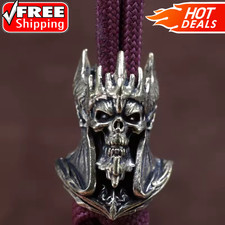 Demon King Skull Brass Knife Bead EDC Paracord Lanyard DIY Outdoor Charm Pendant