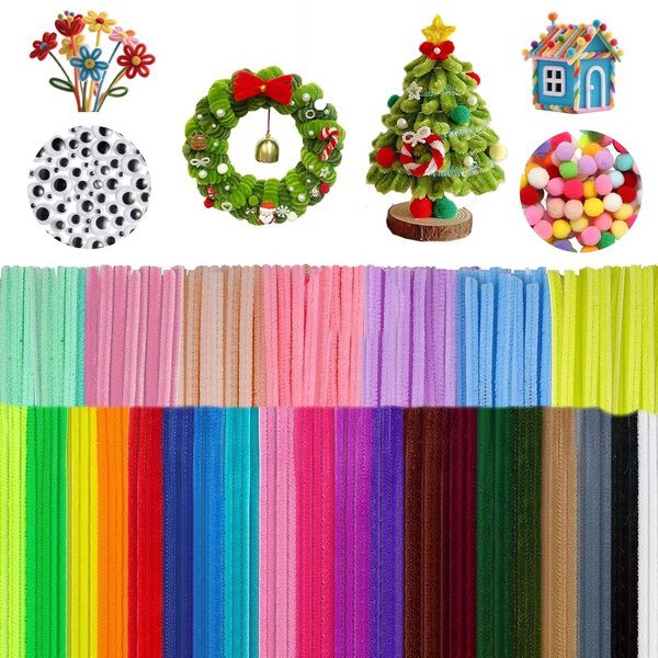 600 StüCk Bunte Pfeifenputzer Bastelset FüR Kreative DIY Projekte Kinder & Schul-image