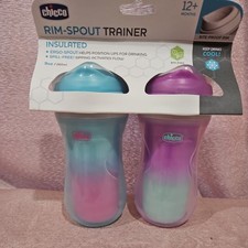 Chicco Insulated Rim Spout Trainer Spill Free Baby Sippy Cup 9oz Set of 2, NEW