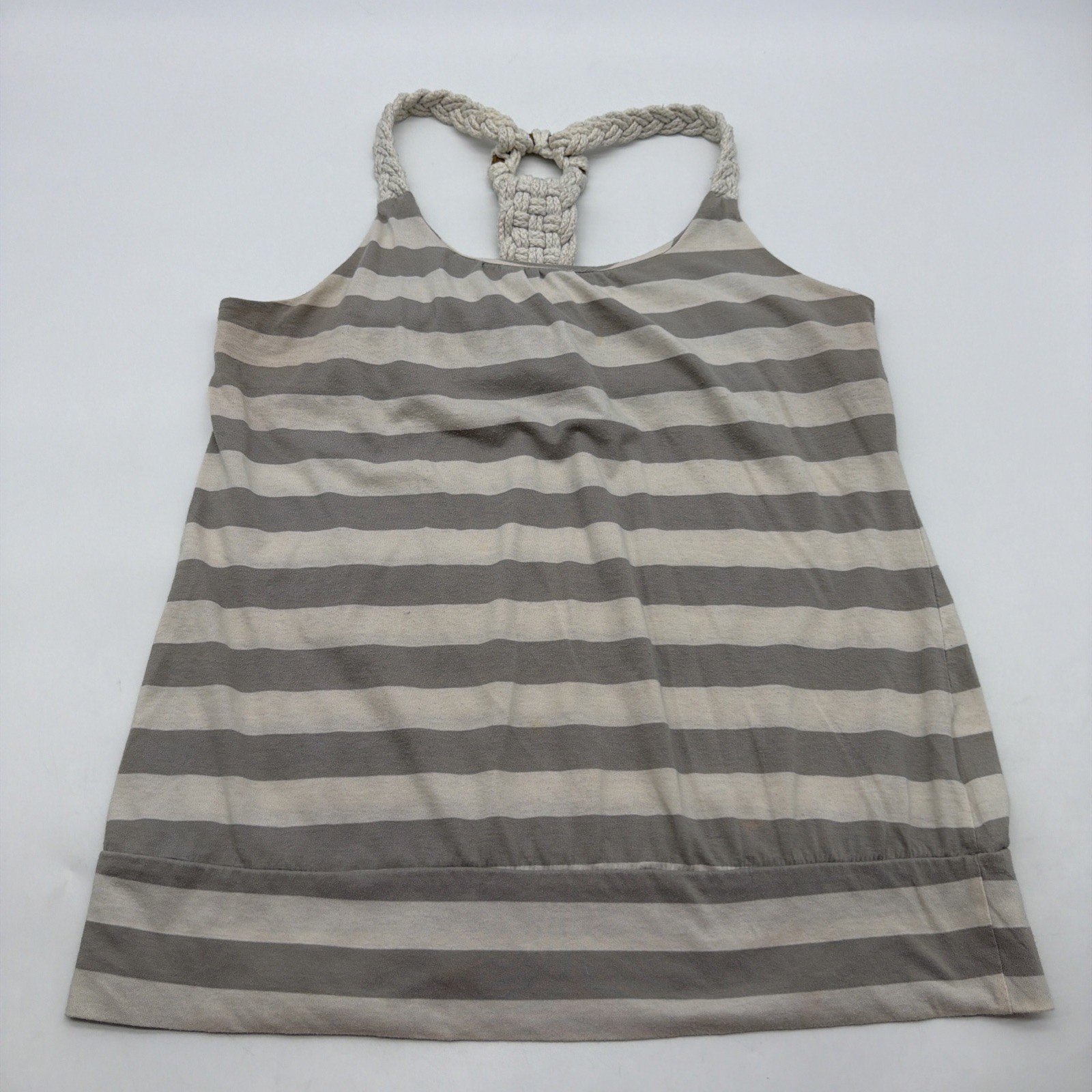 Bongo Tank Top Women XL Striped Gray & White .#41079