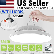 Rechargeable 60 LED Outdoor Camping Tent Light USB  Solar Lantern Hiking Lamp