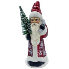 Schaller Santa with Silver Accents Candy Container  10" Paper Mache Figurine