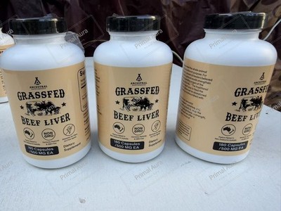 3 Pack -Ancestral Supplements Grassfed Beef Liver - 80Capsules 500mg EXP:09/2028