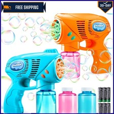 Delightful Duo of Automatic Bubble Guns with Refill Solution - Perfect for Kids