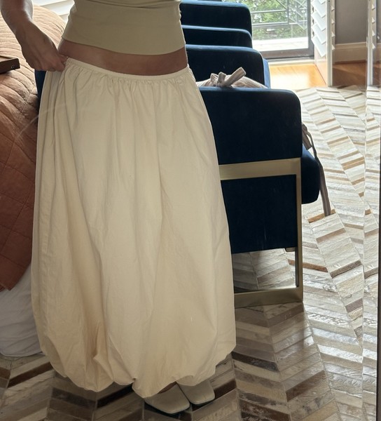 Lioness Cream Cotton Midi Skirt Balloon Hem Size M 