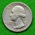 90% Silver 1964 Washington Quarter Dollar 25C Coin Uncertified