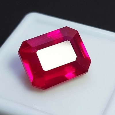 Certified Red Ruby 10 Ct Natural Emerald Cut Loose Gemstone