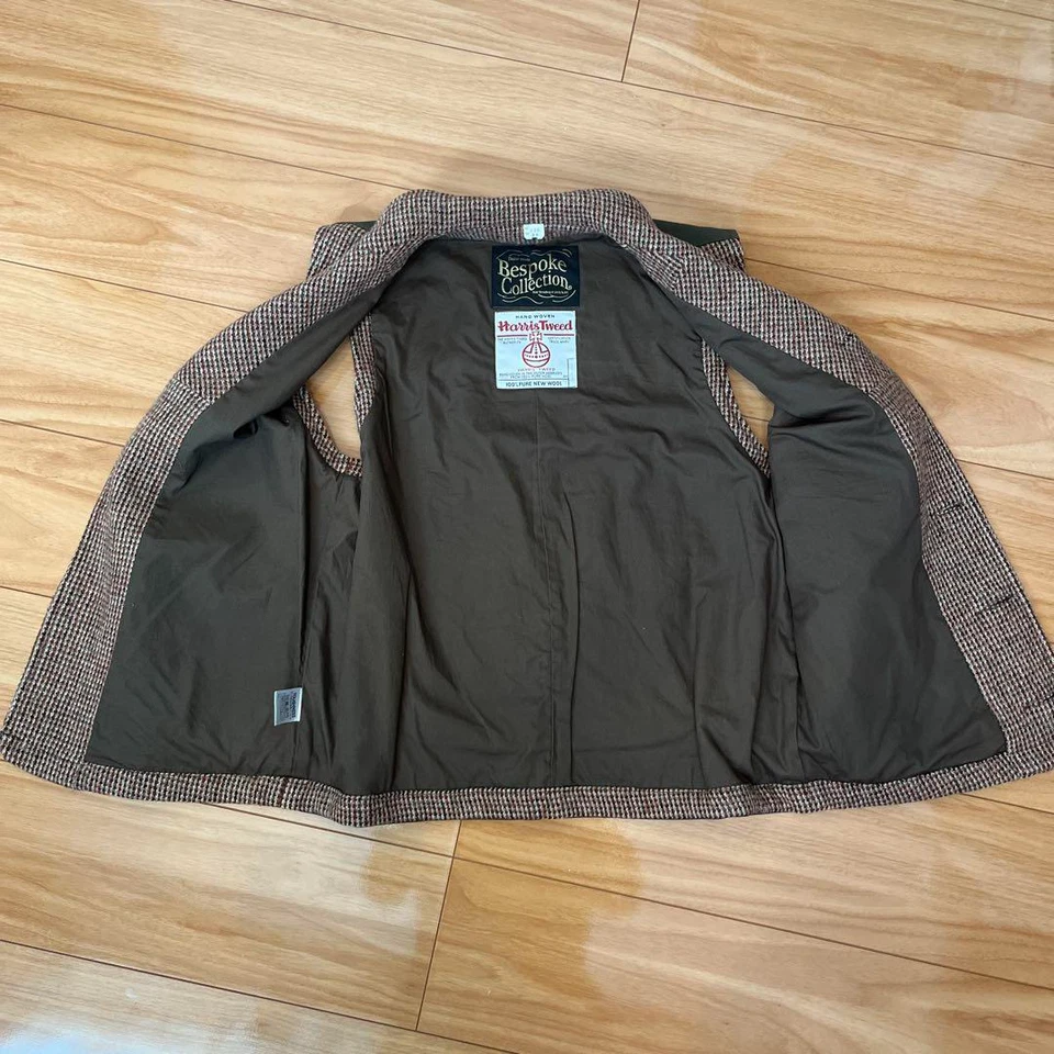 Harris Tweed Men's Brown Pure Wool Check Vest Size M Gift From Japan - Image 4 of 4