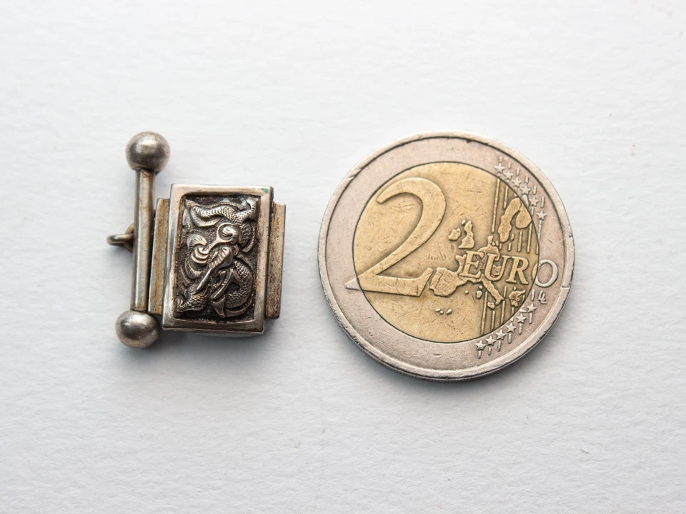 Superbi Gemelli -  Art Deco -Draghi- Argento- Estremo Oriente - Immagine 3 di 4