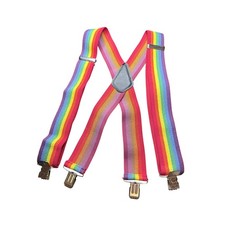 Rainbow wide strap stretch suspenders dopamine fun pride kidcore quirky unique