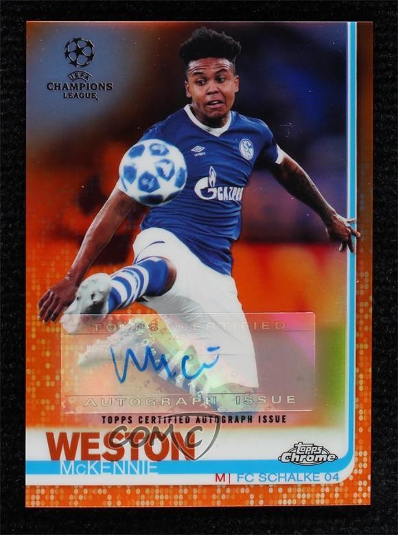 2018 Topps Chrome UCL Orange Refractor 8/25 Weston McKennie Rookie Auto RC s6t